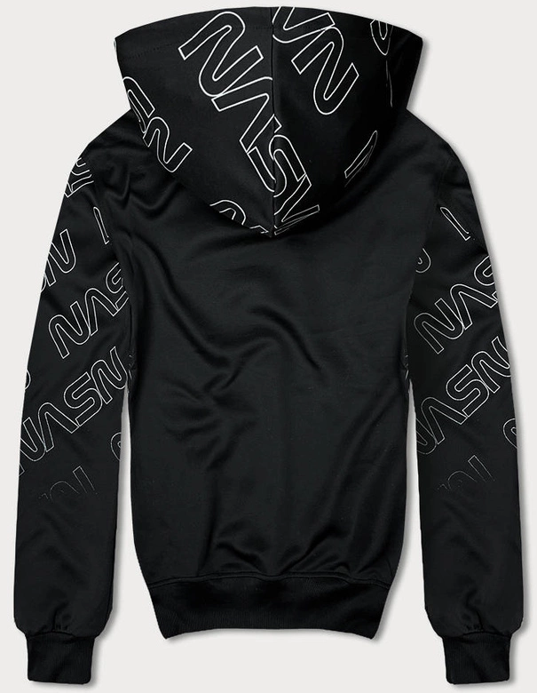 Męska bluza kangurka z nadrukiem czarna (8B991-3)