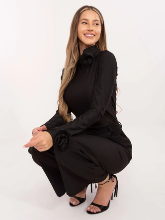 Wizytowa bluzka z różami Goodlookin czarna (272611)