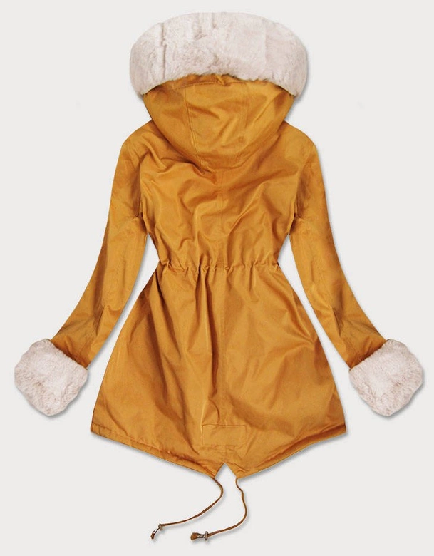 DAMSKA PARKA ZIMOWA Z FUTREM ŻÓŁTA (BR521)