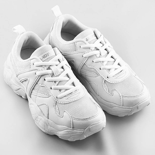 Sznurowane buty sportowe damskie białe (aw100001-02)