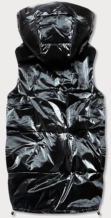 Błyszczący bezrękawnik damski oversize czarny-neon (JIN222)