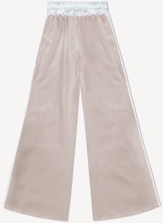 Luźne spodnie damskie z lampasami ciemny beż (764ART)