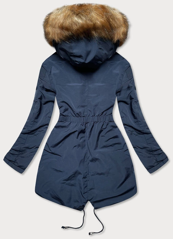 Dwustronna kurtka damska zimowa granatowo-biała (m-21508)