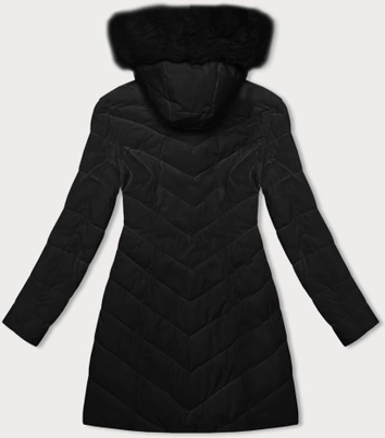 Pikowana kurtka zimowa damska z kapturem LHD czarna (2M-057)