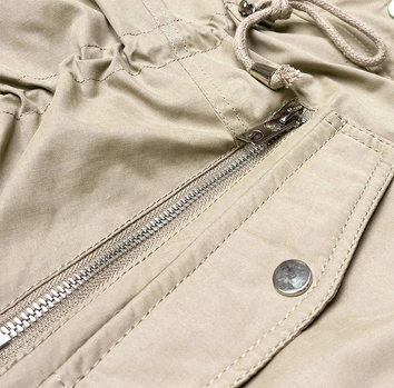 Damska parka zimowa na misiu z kapturem beżowa (7602BIG)