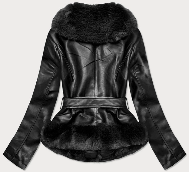 RAMONESKA Z FUTRZANYM KOŁNIERZEM CZARNA (B9737-101)