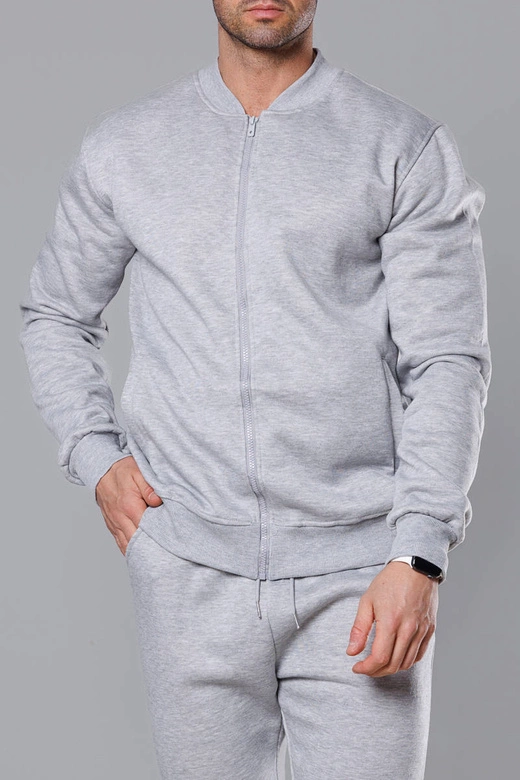 Dres męski bluza bomberka + spodnie jasny szary (8C76-2)