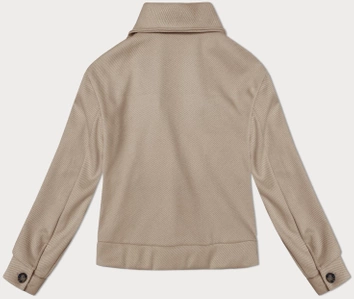 Luźna kurtka w prążki z kołnierzem beżowa (244003)