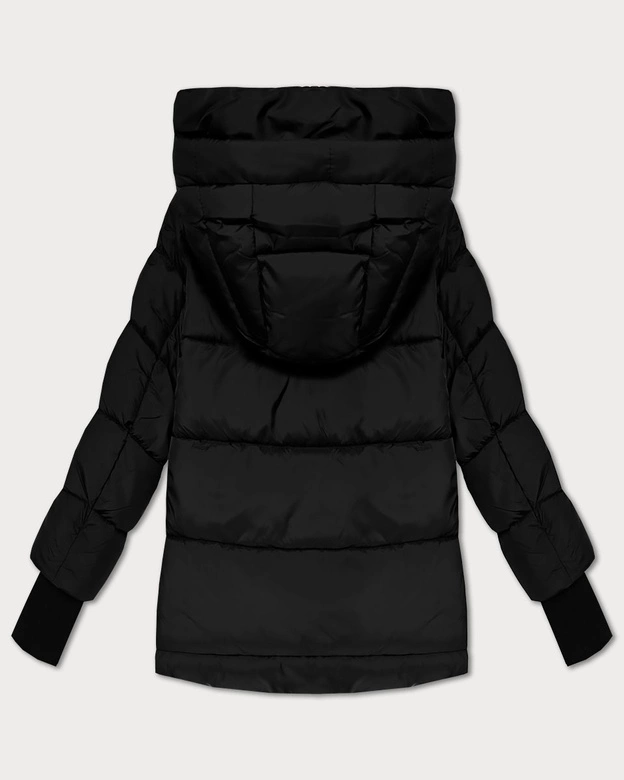 Pikowana kurtka damska z kapturem Libland czarna (LD-7747)