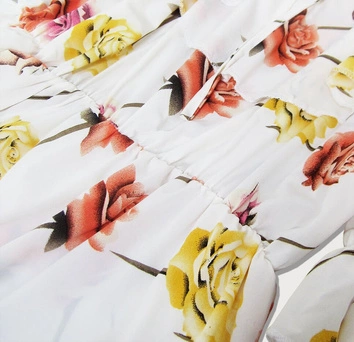 SUKIENKA HISZPANKA W KWIATY KREMOWA (356ART)