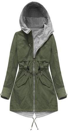 DWUSTRONNA PARKA Z KAPTUREM KHAKI-SZARA (W0236)