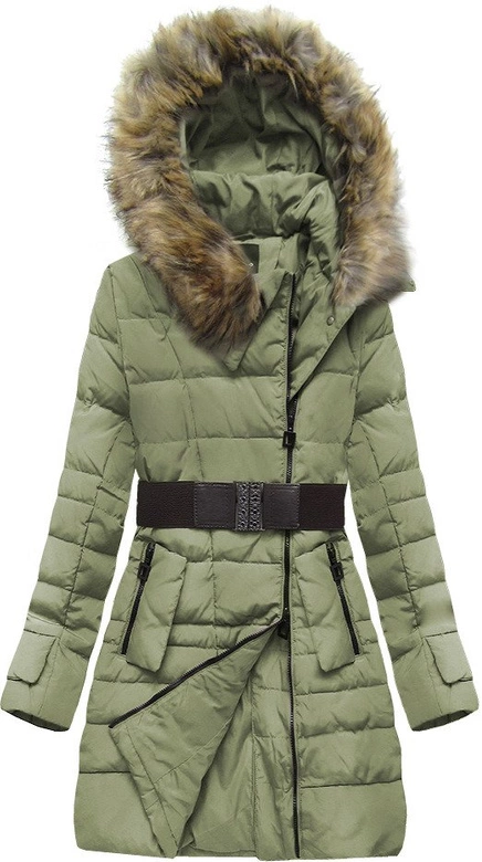 KURTKA Z KAPTUREM I PASKIEM KHAKI (418ART)