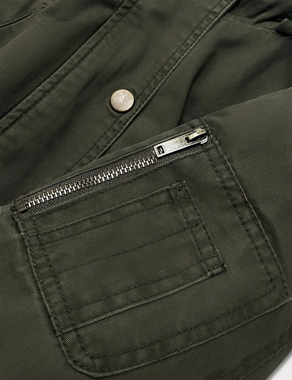 ZIMOWA PARKA DAMSKA KHAKI-BIAŁA (D-229#)