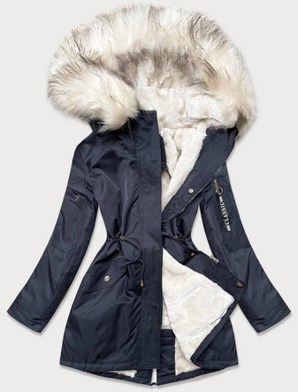PARKA DAMSKA ZIMOWA Z FUTERKIEM GRANAT-ECRU (B532-3046)