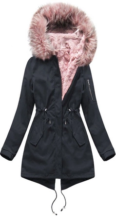 BAWEŁNIANA PARKA Z PODPINKĄ GRANATOWO-RÓŻOWA (R1308)