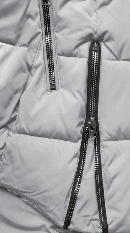 PIKOWANA KURTKA Z KAPTUREM SZARA (X857X)