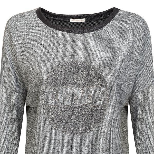 SWETER Z BROKATOWYM LOVE SZARY (5104-5)
