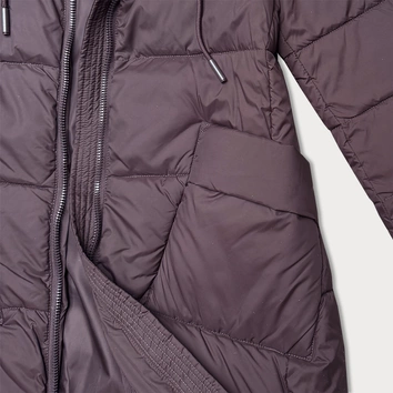 Pikowana długa kurtka zimowa damska Libland brązowa (7767)