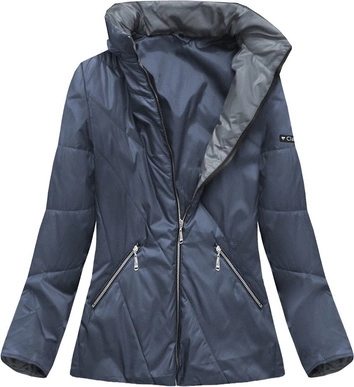 PIKOWANA KURTKA Z KAPTUREM NIEBIESKA (B9516)