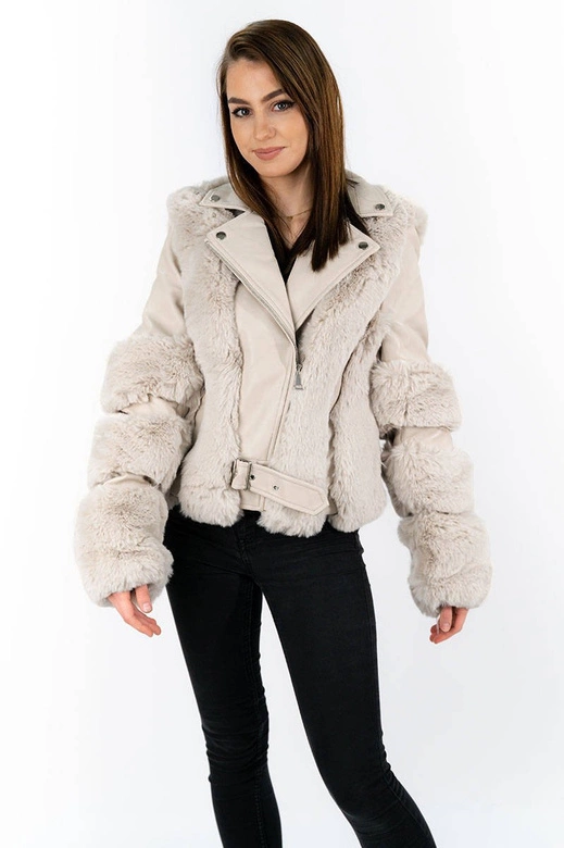 KRÓTKA RAMONESKA Z FUTREM BEŻOWA (FL2020)