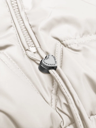 Pikowana kurtka z odpinanym kapturem Miss TiTi ecru (2482)