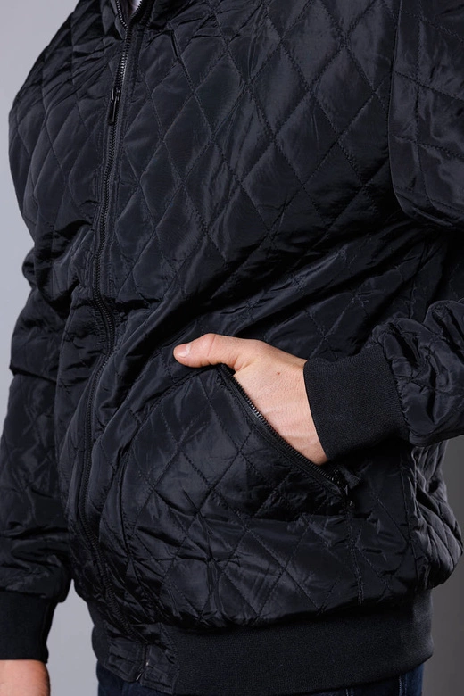 Pikowana kurtka męska ze ściągaczami czarna (58M13083-392)