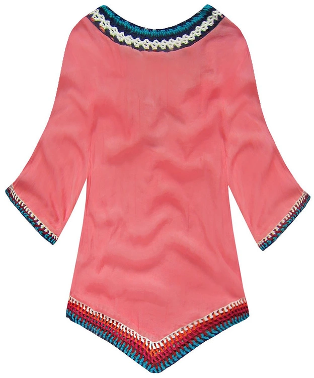 BLUZKA Z SZYDEŁKOWANYMI WSTAWKAMI KORALOWA (ART11)