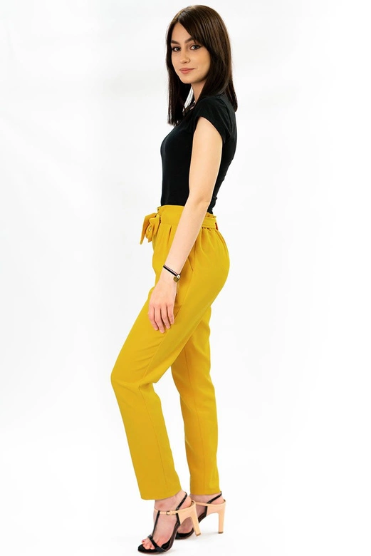 SPODNIE CHINOS Z PASKIEM ŻÓŁTE (295ART)