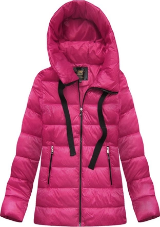 ZIMOWA PIKOWANA KURTKA DAMSKA Z KAPTUREM AMARANTOWA (7698)