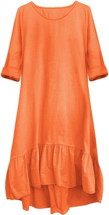BAWEŁNIANA SUKIENKA OVERSIZE POMARAŃCZOWA (299/1ART)