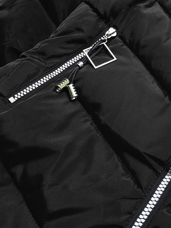 ŚCIĄGANA KURTKA ZIMOWA DAMSKA CZARNA (B9530-1)