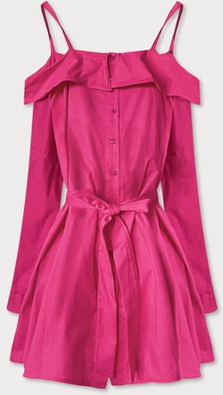 KOSZULOWA SUKIENKA Z OPUSZCZANYMI RAMIONAMI RÓŻOWA (693ART)