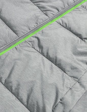 Kamizelka damska z dzianinowym kapturem szaro-limonkowa (DW-21604)