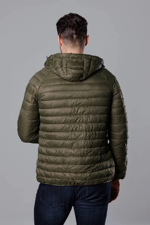 Pikowana kurtka męska z kapturem oliwka (HM112-7)