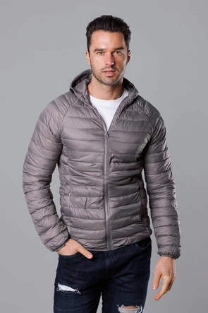 Pikowana kurtka męska z kapturem ciemnoszara (HM112-2)