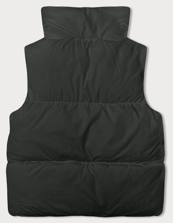 Puchowa kamizelka damska ze stójką army (5M3150-136)