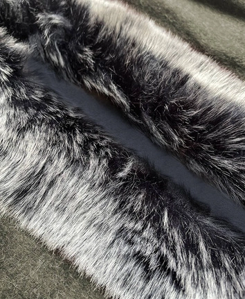 Długa kamizelka z futrem khaki (f51010-4)