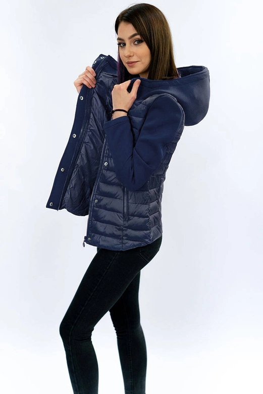 Pikowana kurtka z neoprenem granatowa (b1062-30)