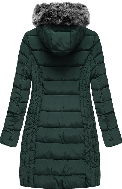 DŁUŻSZA KURTKA Z KAPTUREM BUTELKOWA ZIELEŃ (B2619-30)