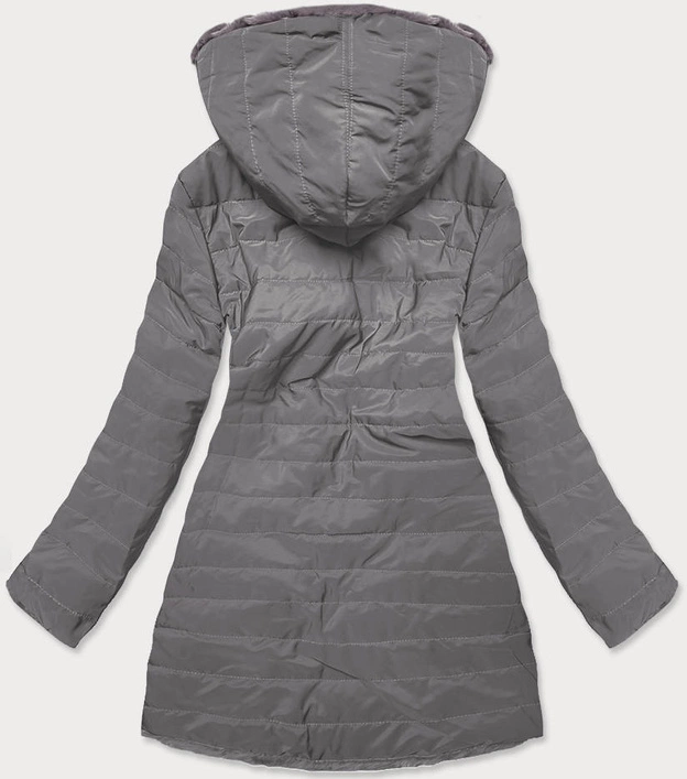 LEKKA KURTKA ZIMOWA DAMSKA FUTRO 2 W 1 SZARA (39039)