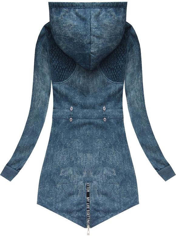 BLUZA Z KORONKĄ I KAPTUREM NIEBIESKA 2/1 (MODEL2)