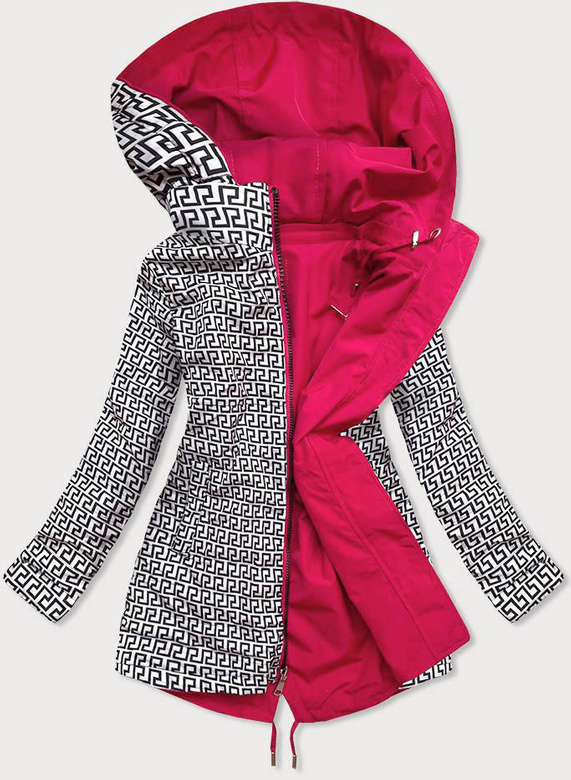 DWUSTRONNA KURTKA PARKA DAMSKA RÓŻOWO-BIAŁA (XW581X)