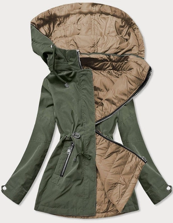 Kurtka damska typu parka 2w1 khaki-beż (bh2015)
