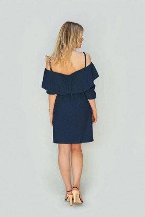 SUKIENKA HISZPANKA Z WIĄZANYM DEKOLTEM GRANATOWA (348ART)