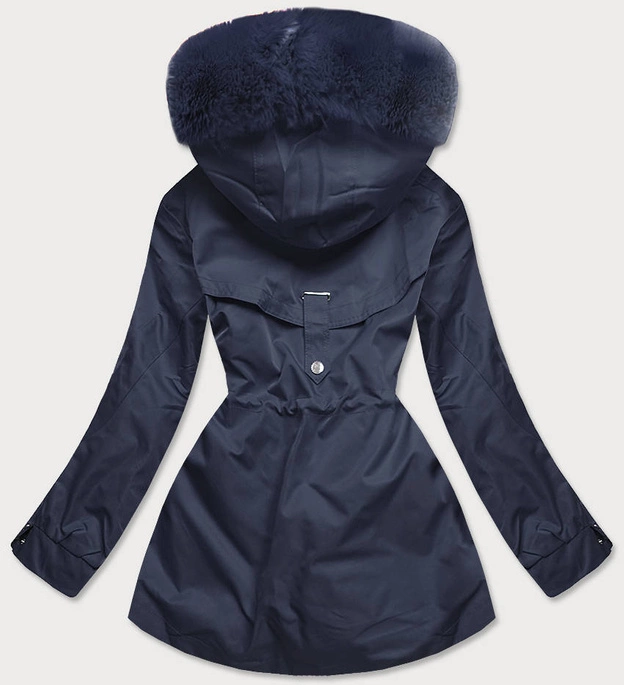 DAMSKA KURTKA PARKA ZIMOWA Z PODPINKĄ GRANATOWA (B2717-3)
