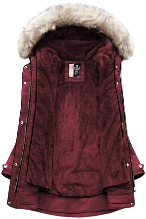 BAWEŁNIANA PARKA Z PODPINKĄ BORDOWA (W633)