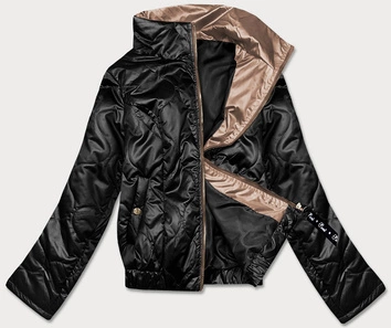 KRÓTKA KURTKA DAMSKA ZE STÓJKĄ CZARNA (B8122-1)