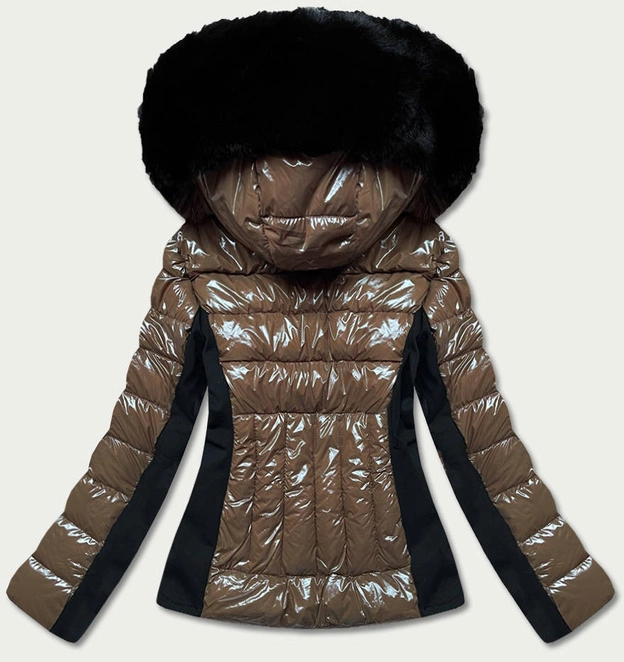 Przejściowa krótka kurtka z połyskiem brązowa (DK100-6)