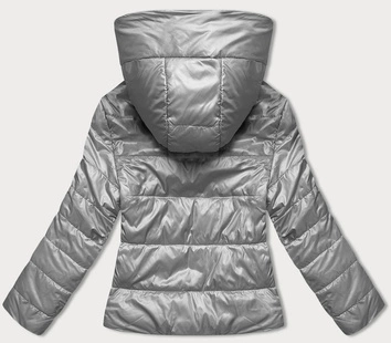 Krótka kurtka damska z kapturem szara (B8187-9)