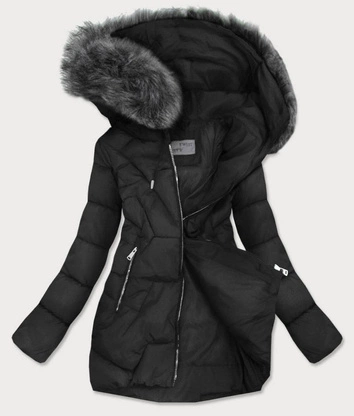 PIKOWANA KURTKA DAMSKA ZIMOWA CZARNA (B9527)